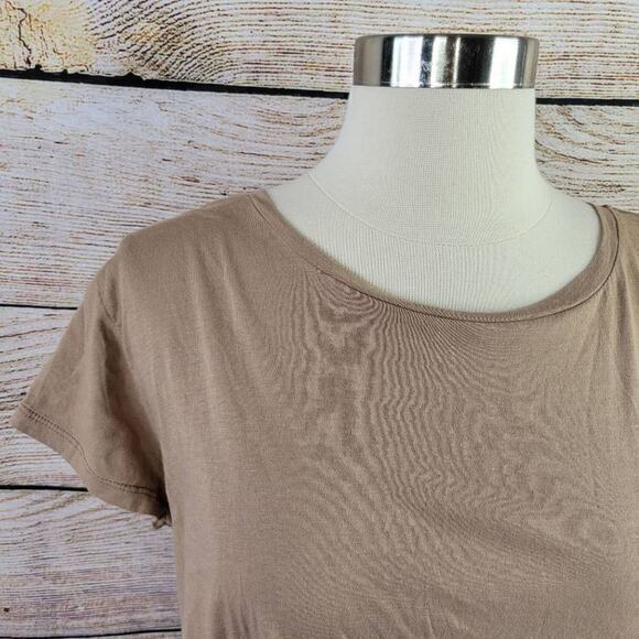 Umgee Dip Dye Ombré‎ Twist Hem T-shirt Brown White Size Small - Picture 2 of 6